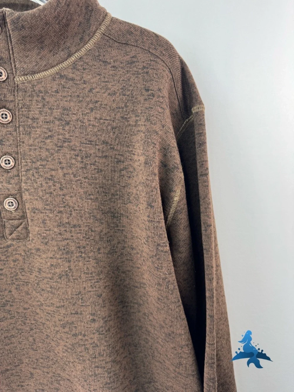 1305 Weatherproof Vintage Mock Neck Henley Sweater Pullover – XL – Brown - Picture 5 of 15